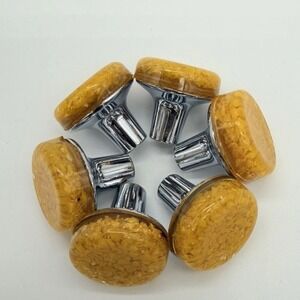 Vintage Butterscotch Amber Lucite Cabinet Knob MCM Chrome Drawer Pull 1970s-80s